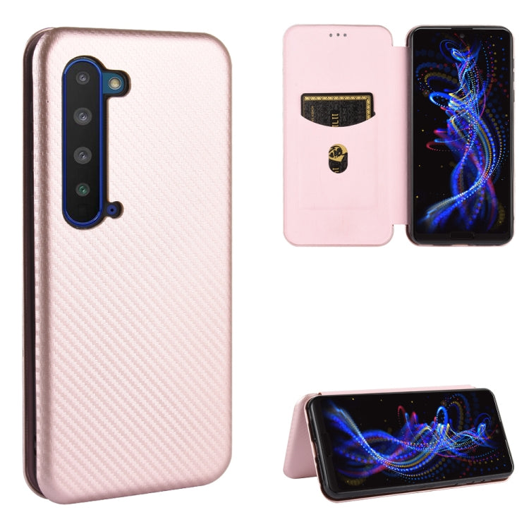 Struttura in fibra di carbonio Flip orizzontale magnetico Custodia in pelle TPU + PC + PU con slot per schede, For Oukitel C18 Pro, For Oukitel C17 / C17 Pro, For Sharp Aquos R5G, For Sharp Aquos Sense3 Plus SH-RM11