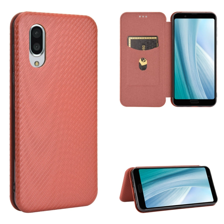 Struttura in fibra di carbonio Flip orizzontale magnetico Custodia in pelle TPU + PC + PU con slot per schede, For Oukitel C18 Pro, For Oukitel C17 / C17 Pro, For Sharp Aquos R5G, For Sharp Aquos Sense3 Plus SH-RM11