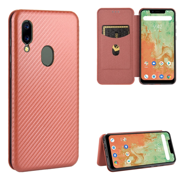 Struttura in fibra di carbonio Flip orizzontale magnetico Custodia in pelle TPU + PC + PU con slot per schede, For Sharp Aquos Sense 3 Lite, For UMIDIGI A3S, For UMIDIGI A3X, For UMIDIGI A7 Pro