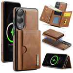 DG.MING M6 Series RFID Tri-fold Card Bag Custodia per telefono in pelle rimovibile, For Samsung Galaxy S25 Edge 5G, For Samsung Galaxy S25 5G, For Samsung Galaxy S25+ 5G, For Samsung Galaxy S25 Ultra 5G