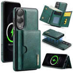 DG.MING M6 Series RFID Tri-fold Card Bag Custodia per telefono in pelle rimovibile, For Samsung Galaxy S25 Edge 5G, For Samsung Galaxy S25 5G, For Samsung Galaxy S25+ 5G, For Samsung Galaxy S25 Ultra 5G
