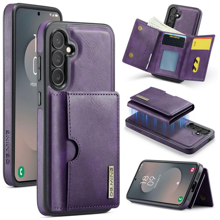 DG.MING M6 Series RFID Tri-fold Card Bag Custodia per telefono in pelle rimovibile, For Samsung Galaxy S26+ 5G, For Samsung Galaxy S26 Ultra 5G, For Samsung Galaxy S26 5G, For Samsung Galaxy S25 FE 5G