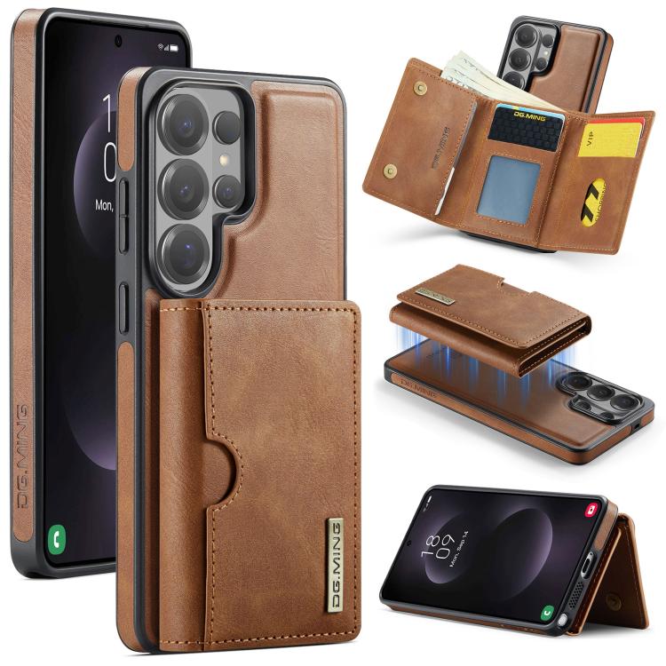 DG.MING M6 Series RFID Tri-fold Card Bag Custodia per telefono in pelle rimovibile, For Samsung Galaxy S26+ 5G, For Samsung Galaxy S26 Ultra 5G, For Samsung Galaxy S26 5G, For Samsung Galaxy S25 FE 5G