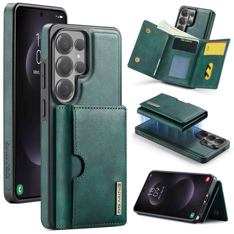 DG.MING M6 Series RFID Tri-fold Card Bag Custodia per telefono in pelle rimovibile, For Samsung Galaxy S26+ 5G, For Samsung Galaxy S26 Ultra 5G, For Samsung Galaxy S26 5G, For Samsung Galaxy S25 FE 5G
