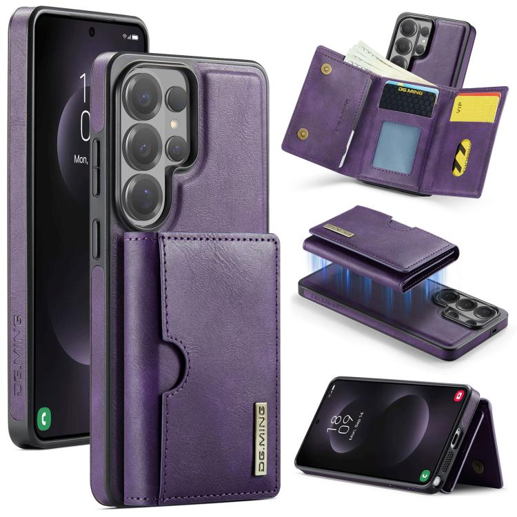 DG.MING M6 Series RFID Tri-fold Card Bag Custodia per telefono in pelle rimovibile, For Samsung Galaxy S26+ 5G, For Samsung Galaxy S26 Ultra 5G, For Samsung Galaxy S26 5G, For Samsung Galaxy S25 FE 5G