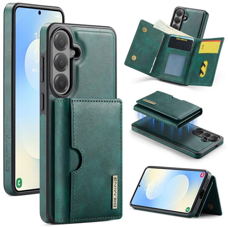 DG.MING M6 Series RFID Tri-fold Card Bag Custodia per telefono in pelle rimovibile, For Samsung Galaxy S26+ 5G, For Samsung Galaxy S26 Ultra 5G, For Samsung Galaxy S26 5G, For Samsung Galaxy S25 FE 5G