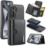 DG.MING M6 Series RFID Tri-fold Card Bag Custodia per telefono in pelle rimovibile, For Samsung Galaxy S25 Edge 5G, For Samsung Galaxy S25 5G, For Samsung Galaxy S25+ 5G, For Samsung Galaxy S25 Ultra 5G
