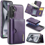 DG.MING M6 Series RFID Tri-fold Card Bag Custodia per telefono in pelle rimovibile, For Samsung Galaxy S25 Edge 5G, For Samsung Galaxy S25 5G, For Samsung Galaxy S25+ 5G, For Samsung Galaxy S25 Ultra 5G