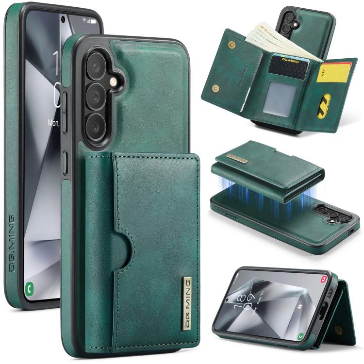 DG.MING M6 Series RFID Tri-fold Card Bag Custodia per telefono in pelle rimovibile, For Samsung Galaxy S25 Edge 5G, For Samsung Galaxy S25 5G, For Samsung Galaxy S25+ 5G, For Samsung Galaxy S25 Ultra 5G