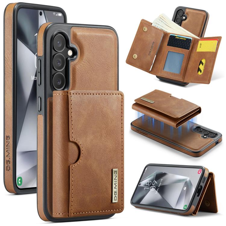 DG.MING M6 Series RFID Tri-fold Card Bag Custodia per telefono in pelle rimovibile, For Samsung Galaxy S24 FE 5G, For Samsung Galaxy S24 Ultra 5G, For Samsung Galaxy S24+ 5G, For Samsung Galaxy S24 5G