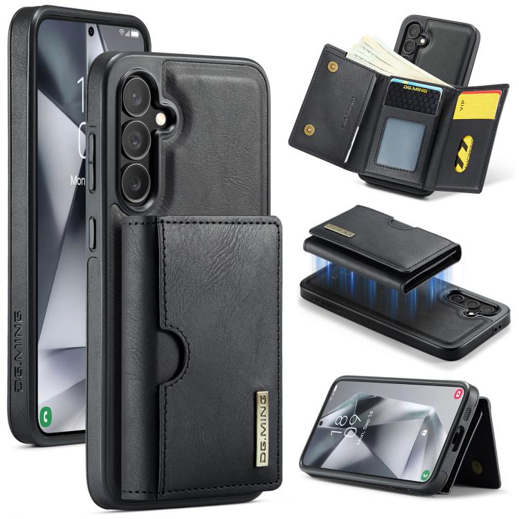 DG.MING M6 Series RFID Tri-fold Card Bag Custodia per telefono in pelle rimovibile, For Samsung Galaxy S24 FE 5G, For Samsung Galaxy S24 Ultra 5G, For Samsung Galaxy S24+ 5G, For Samsung Galaxy S24 5G