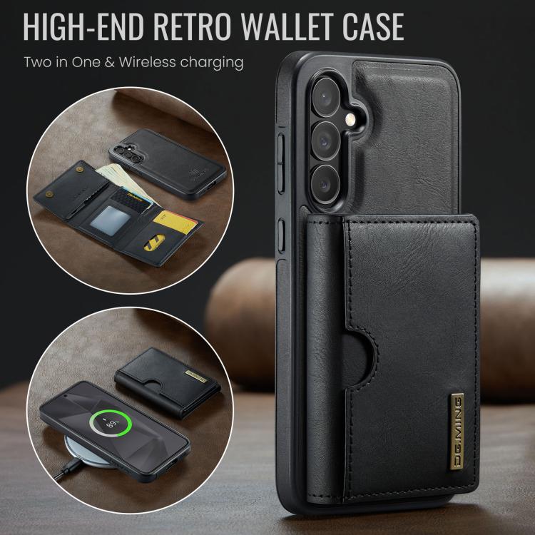 DG.MING M6 Series RFID Tri-fold Card Bag Custodia per telefono in pelle rimovibile, For Samsung Galaxy S24 FE 5G, For Samsung Galaxy S24 Ultra 5G, For Samsung Galaxy S24+ 5G, For Samsung Galaxy S24 5G