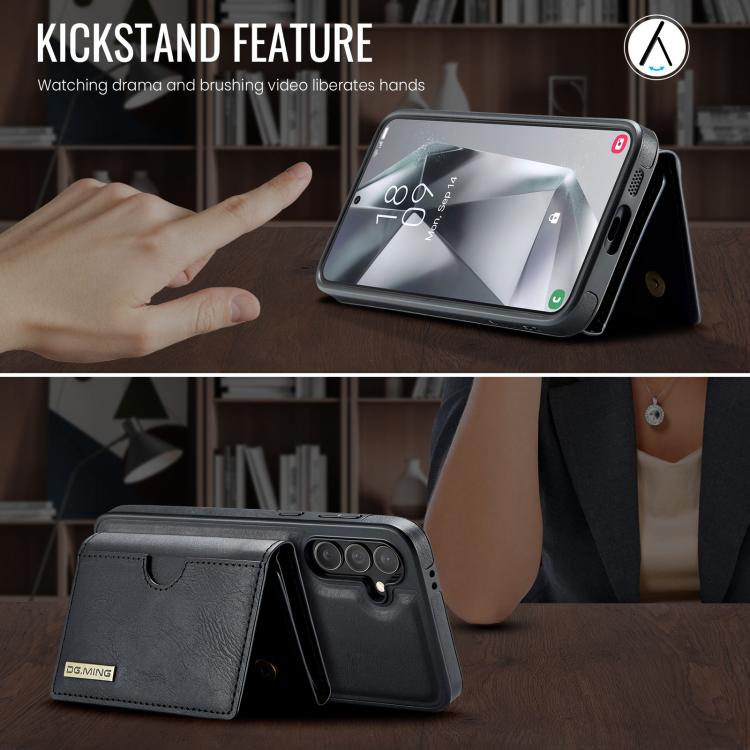DG.MING M6 Series RFID Tri-fold Card Bag Custodia per telefono in pelle rimovibile, For Samsung Galaxy S24 FE 5G, For Samsung Galaxy S24 Ultra 5G, For Samsung Galaxy S24+ 5G, For Samsung Galaxy S24 5G