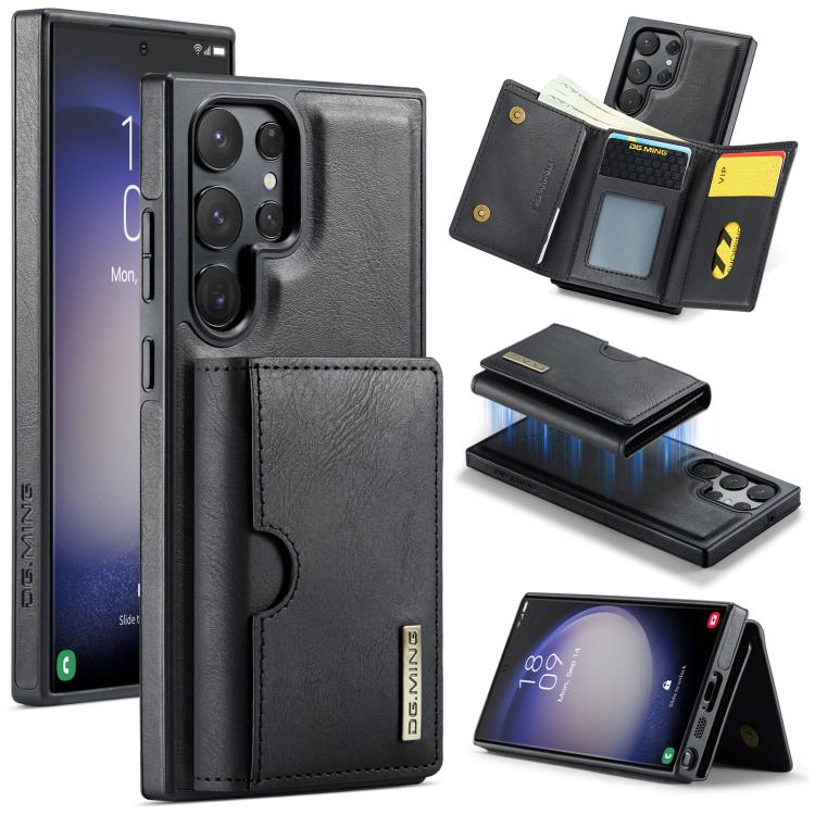 DG.MING M6 Series RFID Tri-fold Card Bag Custodia per telefono in pelle rimovibile, For Samsung Galaxy S23 FE 5G, For Samsung Galaxy S23 Ultra 5G, For Samsung Galaxy S23+ 5G, For Samsung Galaxy S23 5G