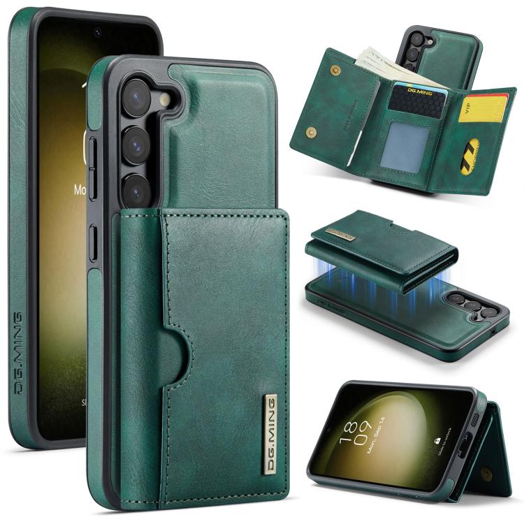 DG.MING M6 Series RFID Tri-fold Card Bag Custodia per telefono in pelle rimovibile, For Samsung Galaxy S23 FE 5G, For Samsung Galaxy S23 Ultra 5G, For Samsung Galaxy S23+ 5G, For Samsung Galaxy S23 5G