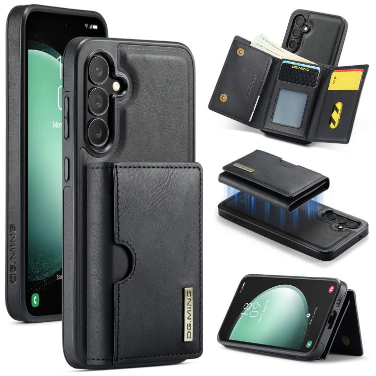 DG.MING M6 Series RFID Tri-fold Card Bag Custodia per telefono in pelle rimovibile, For Samsung Galaxy S23 FE 5G, For Samsung Galaxy S23 Ultra 5G, For Samsung Galaxy S23+ 5G, For Samsung Galaxy S23 5G
