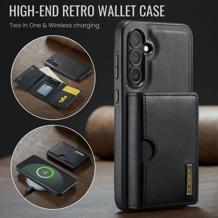 DG.MING M6 Series RFID Tri-fold Card Bag Custodia per telefono in pelle rimovibile, For Samsung Galaxy S23 FE 5G, For Samsung Galaxy S23 Ultra 5G, For Samsung Galaxy S23+ 5G, For Samsung Galaxy S23 5G