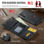 DG.MING M6 Series RFID Tri-fold Card Bag Custodia per telefono in pelle rimovibile, For Samsung Galaxy S23 FE 5G, For Samsung Galaxy S23 Ultra 5G, For Samsung Galaxy S23+ 5G, For Samsung Galaxy S23 5G