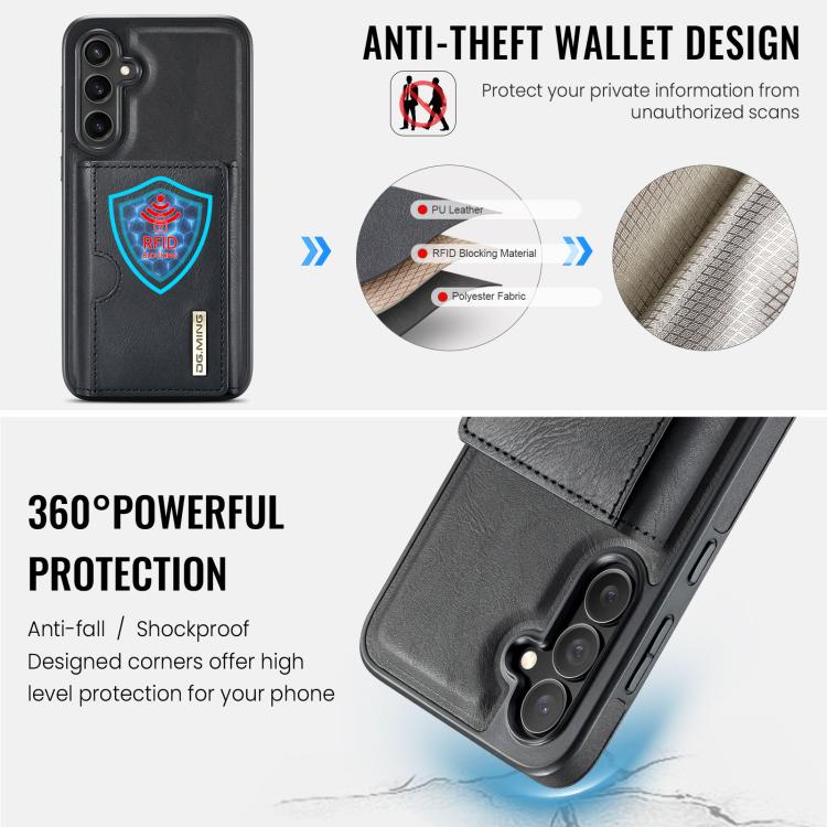 DG.MING M6 Series RFID Tri-fold Card Bag Custodia per telefono in pelle rimovibile, For Samsung Galaxy S23 FE 5G, For Samsung Galaxy S23 Ultra 5G, For Samsung Galaxy S23+ 5G, For Samsung Galaxy S23 5G