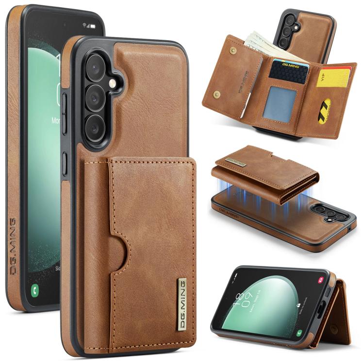 DG.MING M6 Series RFID Tri-fold Card Bag Custodia per telefono in pelle rimovibile, For Samsung Galaxy S23 FE 5G, For Samsung Galaxy S23 Ultra 5G, For Samsung Galaxy S23+ 5G, For Samsung Galaxy S23 5G