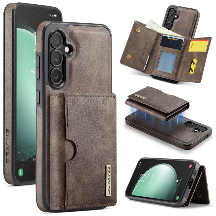 DG.MING M6 Series RFID Tri-fold Card Bag Custodia per telefono in pelle rimovibile, For Samsung Galaxy S23 FE 5G, For Samsung Galaxy S23 Ultra 5G, For Samsung Galaxy S23+ 5G, For Samsung Galaxy S23 5G