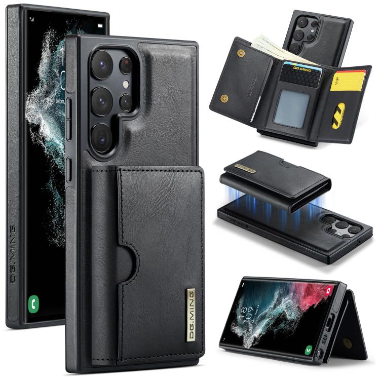 DG.MING M6 Series RFID Tri-fold Card Bag Custodia per telefono in pelle rimovibile, For Samsung Galaxy S22 Ultra 5G, For Samsung Galaxy S22+ 5G, For Samsung Galaxy S22 5G
