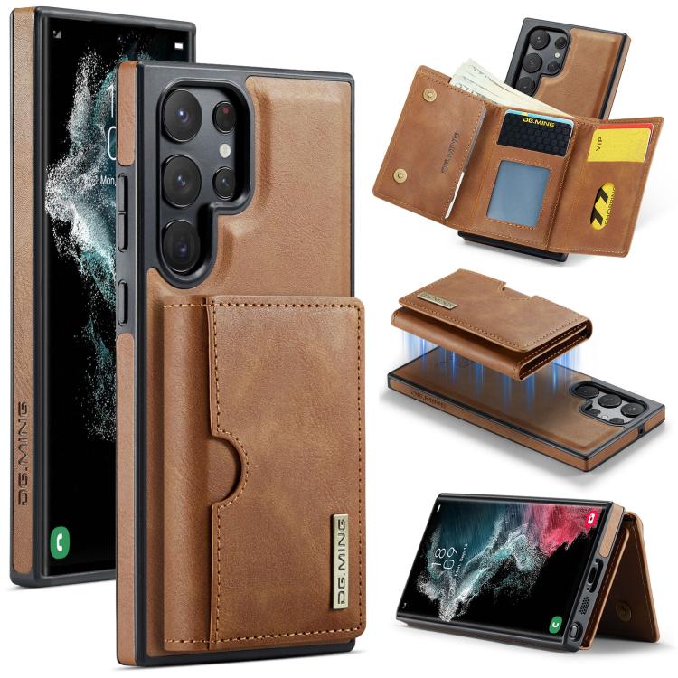 DG.MING M6 Series RFID Tri-fold Card Bag Custodia per telefono in pelle rimovibile, For Samsung Galaxy S22 Ultra 5G, For Samsung Galaxy S22+ 5G, For Samsung Galaxy S22 5G