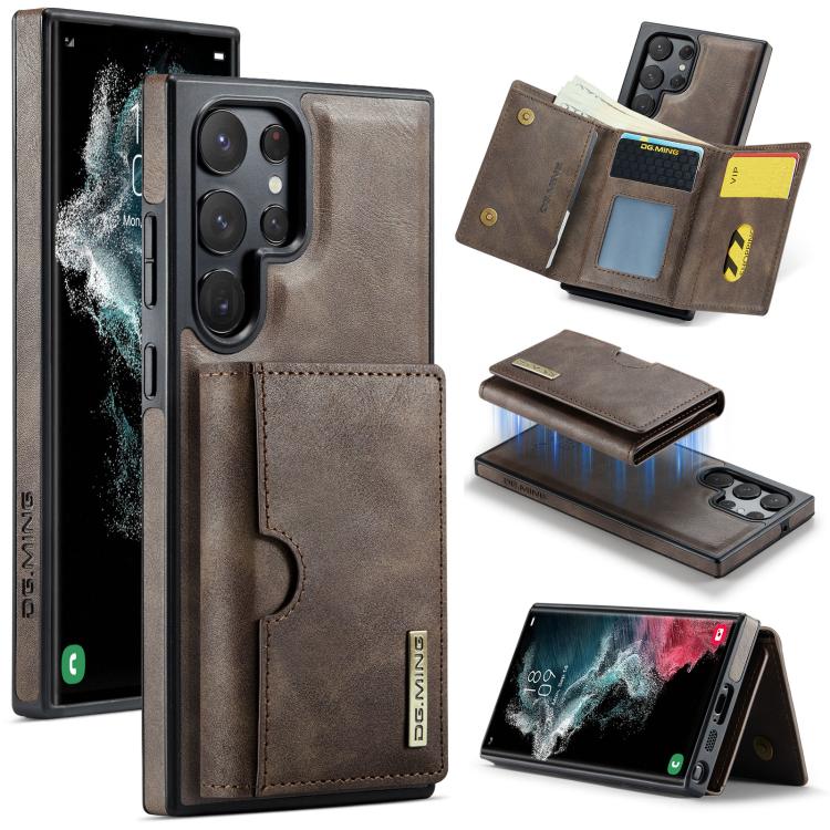 DG.MING M6 Series RFID Tri-fold Card Bag Custodia per telefono in pelle rimovibile, For Samsung Galaxy S22 Ultra 5G, For Samsung Galaxy S22+ 5G, For Samsung Galaxy S22 5G