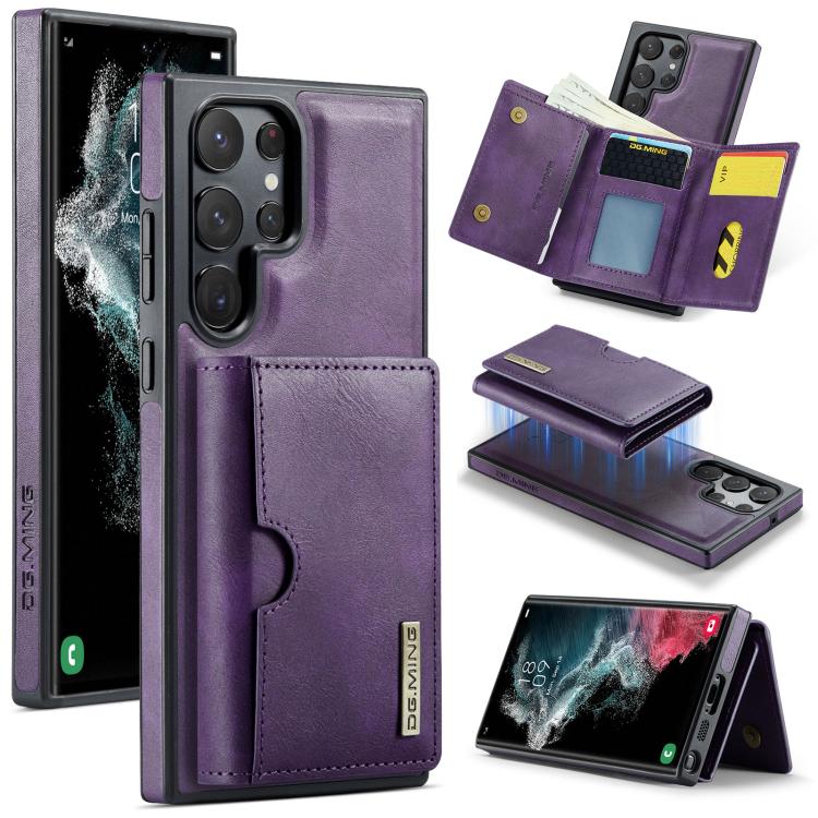 DG.MING M6 Series RFID Tri-fold Card Bag Custodia per telefono in pelle rimovibile, For Samsung Galaxy S22 Ultra 5G, For Samsung Galaxy S22+ 5G, For Samsung Galaxy S22 5G