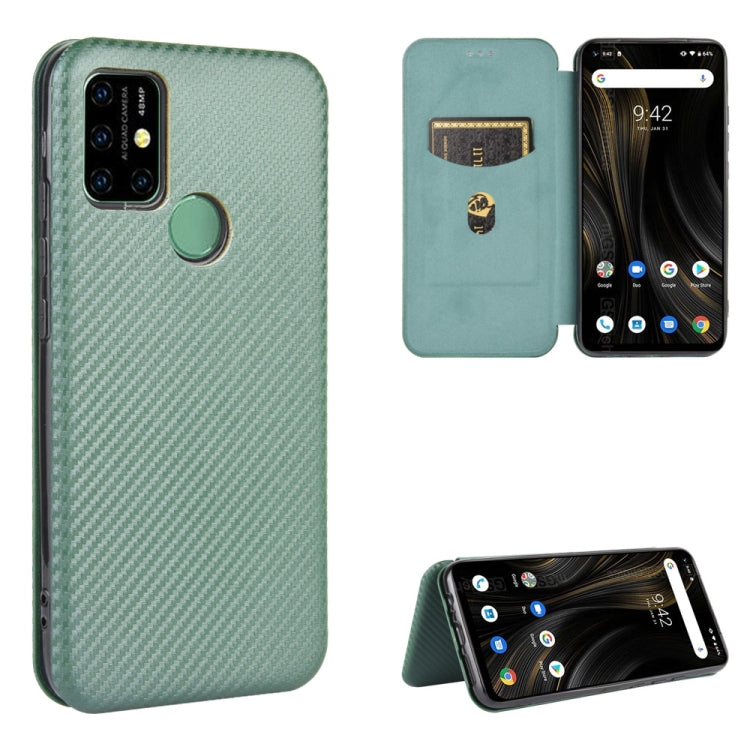 Struttura in fibra di carbonio Flip orizzontale magnetico Custodia in pelle TPU + PC + PU con slot per schede, For UMIDIGI F2, For UMIDIGI Power 3, For UMIDIGI S5 Pro