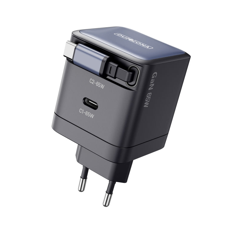 DUZZONA T10 PD 65W GaN Mini Type-C / USB-C Caricabatterie rapido con cavo, T10, EU Plug