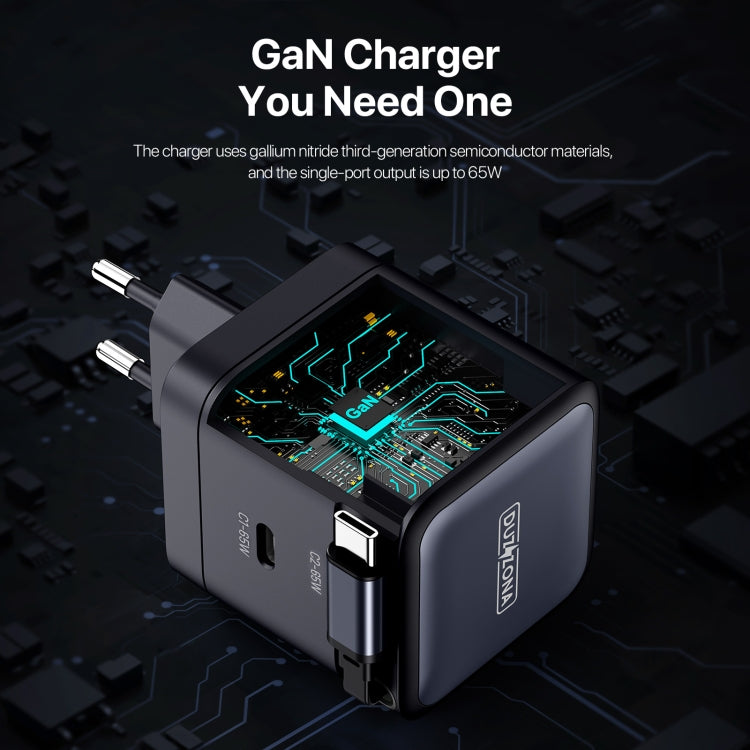DUZZONA T10 PD 65W GaN Mini Type-C / USB-C Caricabatterie rapido con cavo, T10, EU Plug
