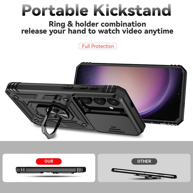 Custodia per telefono con supporto scorrevole Camshield, For Samsung Galaxy S25+ 5G, For Samsung Galaxy S25 Ultra 5G, For Samsung Galaxy S24 FE 5G