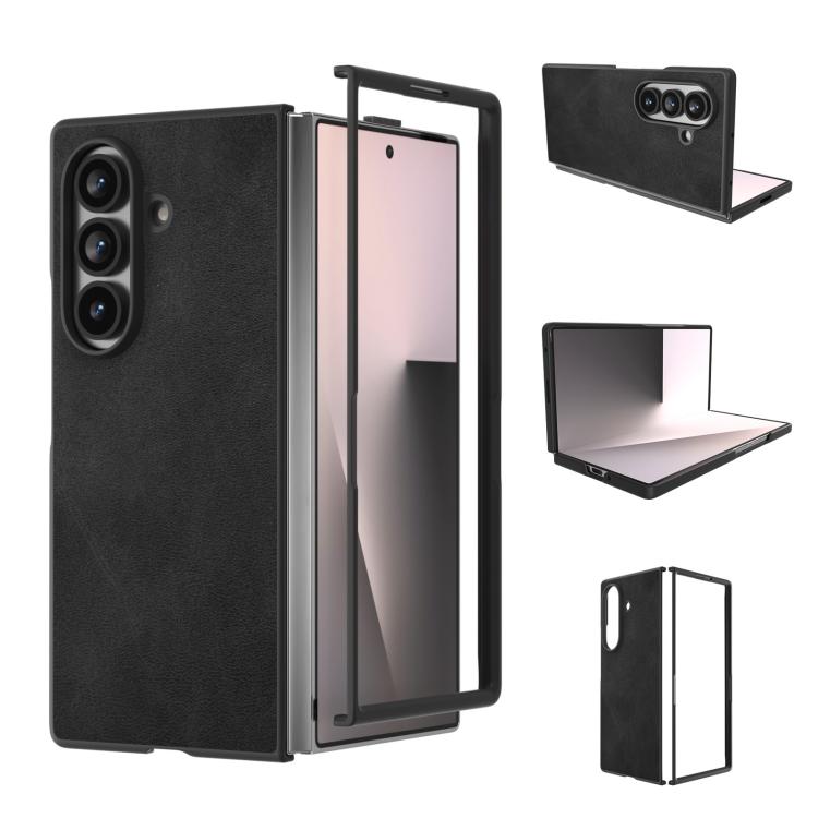 Custodia per telefono in PU con texture di vitello bicolore con bordo nero, For Galaxy Z Fold8 Ultra 5G, For Samsung Galaxy Z Fold7 5G, For Samsung Galaxy Z Fold Special