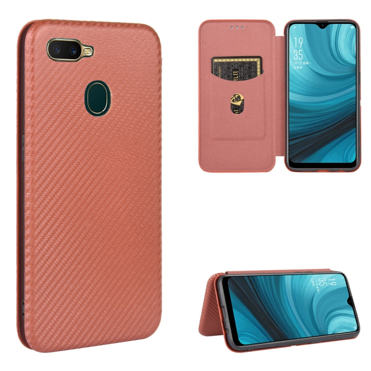 Struttura in fibra di carbonio Flip orizzontale magnetico Custodia in pelle TPU + PC + PU con slot per schede, For OPPO A5(AX5) / A3s / A12e, For OPPO A7(AX7) / A5s / AX5s / A12, For OPPO A8 / A31 (2020), For OPPO A9 (2020) / A11 / A11X / A5 (2020)
