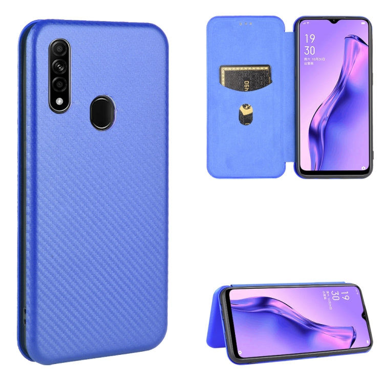 Struttura in fibra di carbonio Flip orizzontale magnetico Custodia in pelle TPU + PC + PU con slot per schede, For OPPO A5(AX5) / A3s / A12e, For OPPO A7(AX7) / A5s / AX5s / A12, For OPPO A8 / A31 (2020), For OPPO A9 (2020) / A11 / A11X / A5 (2020)