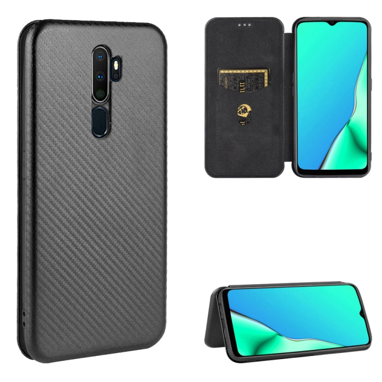 Struttura in fibra di carbonio Flip orizzontale magnetico Custodia in pelle TPU + PC + PU con slot per schede, For OPPO A5(AX5) / A3s / A12e, For OPPO A7(AX7) / A5s / AX5s / A12, For OPPO A8 / A31 (2020), For OPPO A9 (2020) / A11 / A11X / A5 (2020)