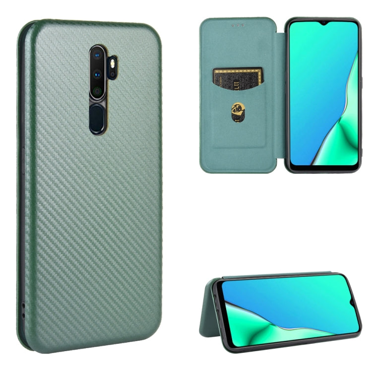 Struttura in fibra di carbonio Flip orizzontale magnetico Custodia in pelle TPU + PC + PU con slot per schede, For OPPO A5(AX5) / A3s / A12e, For OPPO A7(AX7) / A5s / AX5s / A12, For OPPO A8 / A31 (2020), For OPPO A9 (2020) / A11 / A11X / A5 (2020)