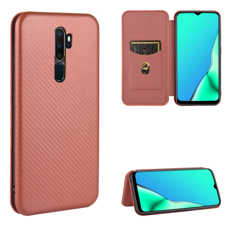 Struttura in fibra di carbonio Flip orizzontale magnetico Custodia in pelle TPU + PC + PU con slot per schede, For OPPO A5(AX5) / A3s / A12e, For OPPO A7(AX7) / A5s / AX5s / A12, For OPPO A8 / A31 (2020), For OPPO A9 (2020) / A11 / A11X / A5 (2020)
