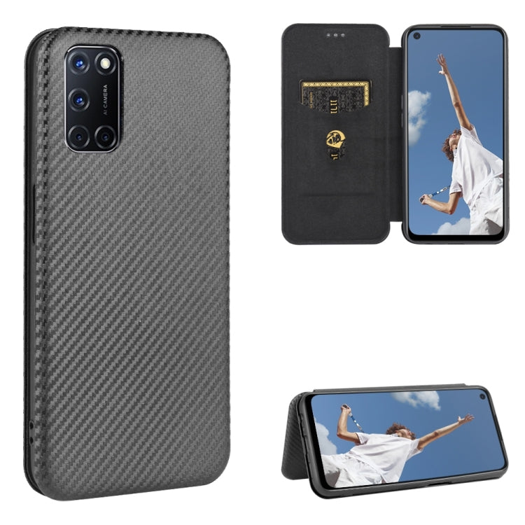 Struttura in fibra di carbonio Flip orizzontale magnetico Custodia in pelle TPU + PC + PU con slot per schede, For OPPO A52 / A72 / A92, For OPPO A91 / F15 Reno3(Southeast Asia Version), For OPPO A92s, For OPPO Ace2