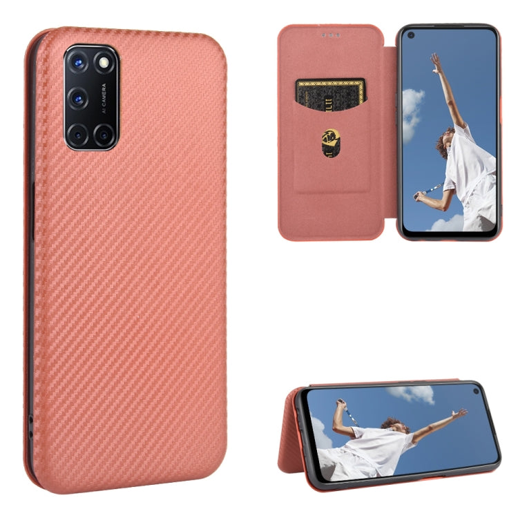 Struttura in fibra di carbonio Flip orizzontale magnetico Custodia in pelle TPU + PC + PU con slot per schede, For OPPO A52 / A72 / A92, For OPPO A91 / F15 Reno3(Southeast Asia Version), For OPPO A92s, For OPPO Ace2