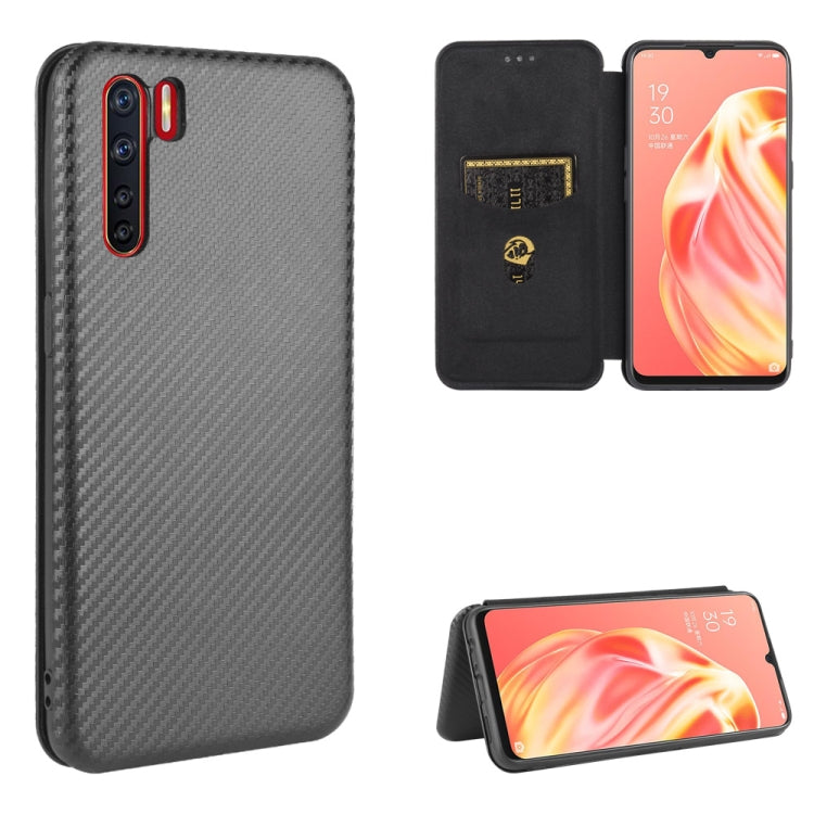 Struttura in fibra di carbonio Flip orizzontale magnetico Custodia in pelle TPU + PC + PU con slot per schede, For OPPO A52 / A72 / A92, For OPPO A91 / F15 Reno3(Southeast Asia Version), For OPPO A92s, For OPPO Ace2