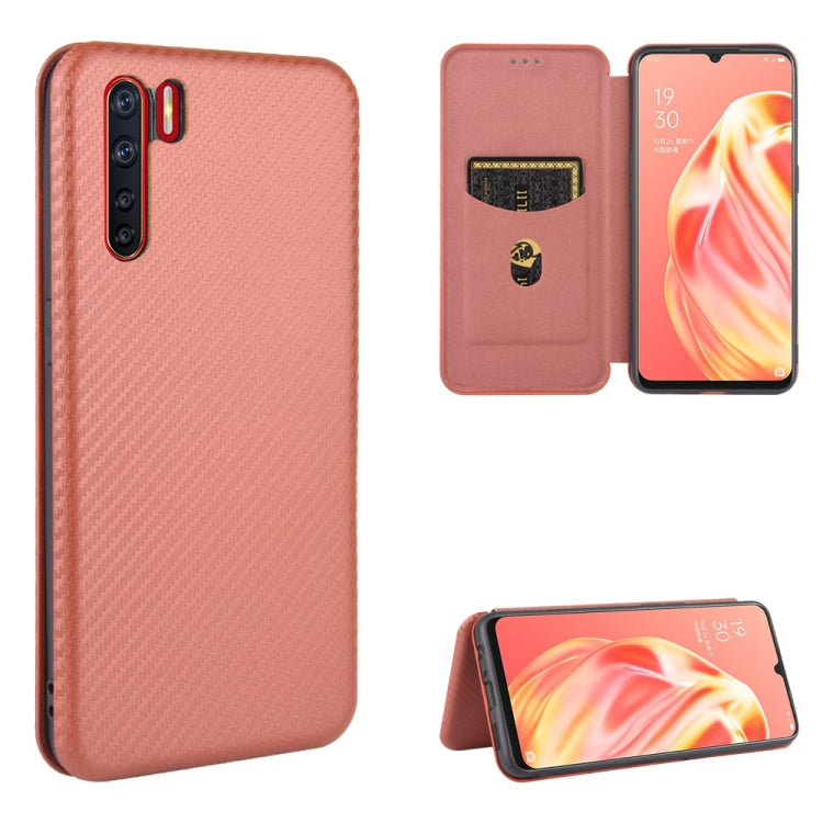 Struttura in fibra di carbonio Flip orizzontale magnetico Custodia in pelle TPU + PC + PU con slot per schede, For OPPO A52 / A72 / A92, For OPPO A91 / F15 Reno3(Southeast Asia Version), For OPPO A92s, For OPPO Ace2