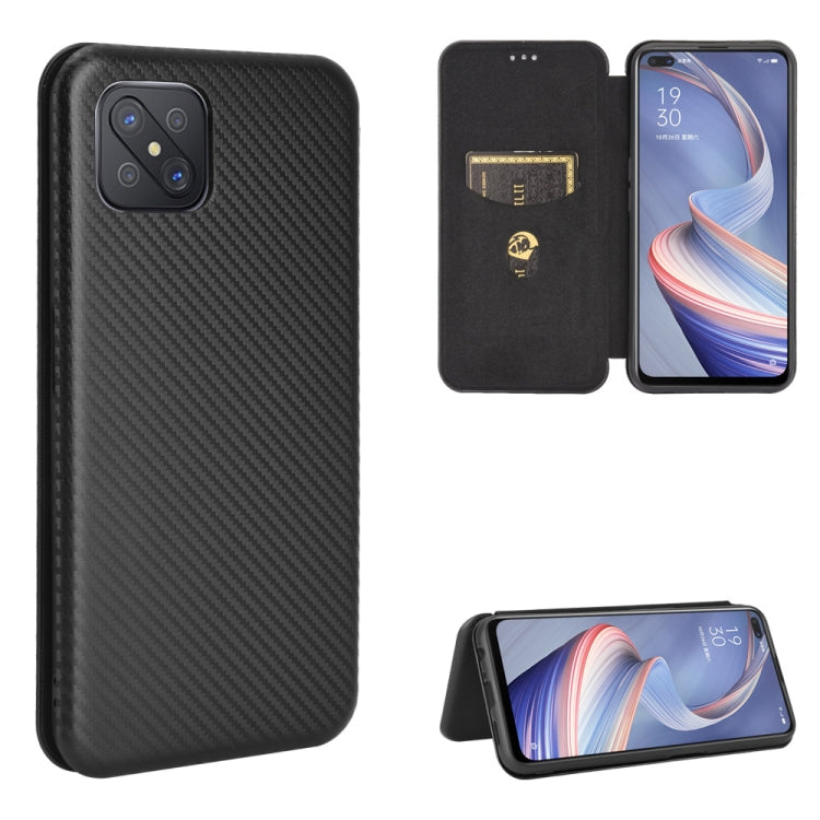 Struttura in fibra di carbonio Flip orizzontale magnetico Custodia in pelle TPU + PC + PU con slot per schede, For OPPO A52 / A72 / A92, For OPPO A91 / F15 Reno3(Southeast Asia Version), For OPPO A92s, For OPPO Ace2
