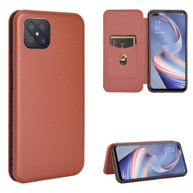 Struttura in fibra di carbonio Flip orizzontale magnetico Custodia in pelle TPU + PC + PU con slot per schede, For OPPO A52 / A72 / A92, For OPPO A91 / F15 Reno3(Southeast Asia Version), For OPPO A92s, For OPPO Ace2