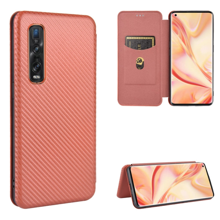 Struttura in fibra di carbonio Flip orizzontale magnetico Custodia in pelle TPU + PC + PU con slot per schede, For OPPO Find X2 Pro, For OPPO Find X2, For OPPO Realme C11, For OPPO Realme C15