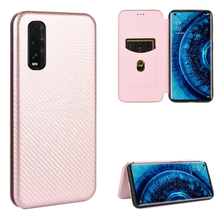 Struttura in fibra di carbonio Flip orizzontale magnetico Custodia in pelle TPU + PC + PU con slot per schede, For OPPO Find X2 Pro, For OPPO Find X2, For OPPO Realme C11, For OPPO Realme C15