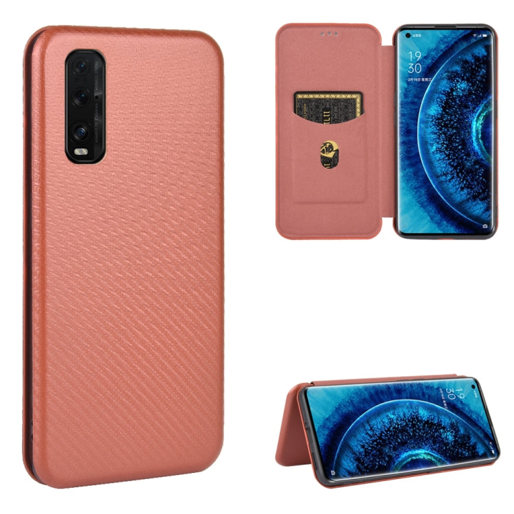 Struttura in fibra di carbonio Flip orizzontale magnetico Custodia in pelle TPU + PC + PU con slot per schede, For OPPO Find X2 Pro, For OPPO Find X2, For OPPO Realme C11, For OPPO Realme C15