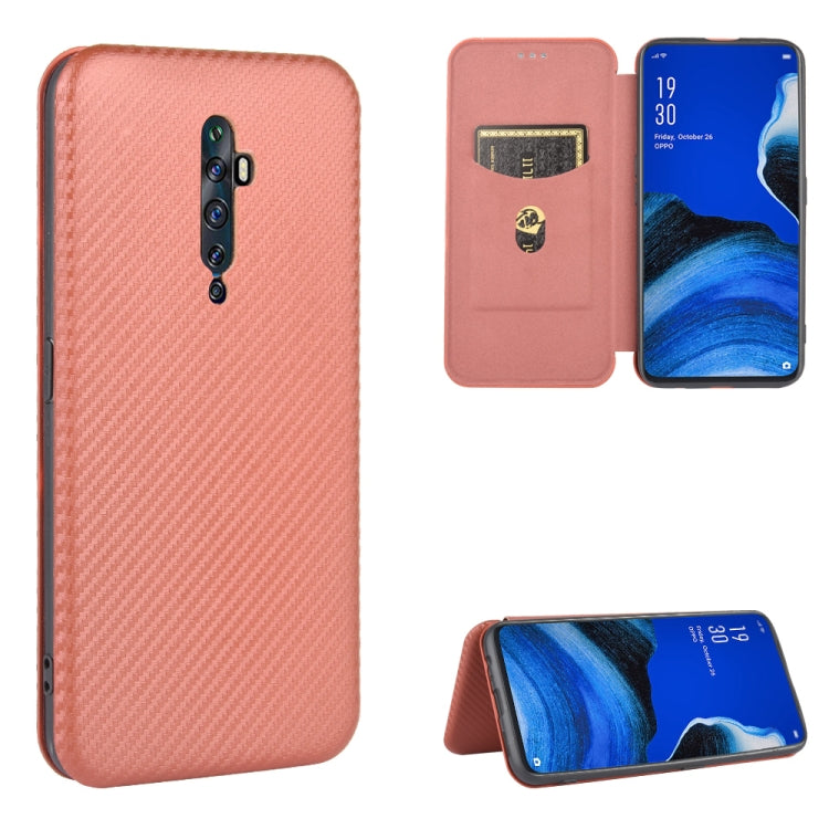 Struttura in fibra di carbonio Flip orizzontale magnetico Custodia in pelle TPU + PC + PU con slot per schede, For OPPO Reno2 Z / F, For OPPO Reno3 A(Japanese Version), For OPPO Reno4 Pro 5G, For OPPO Reno A