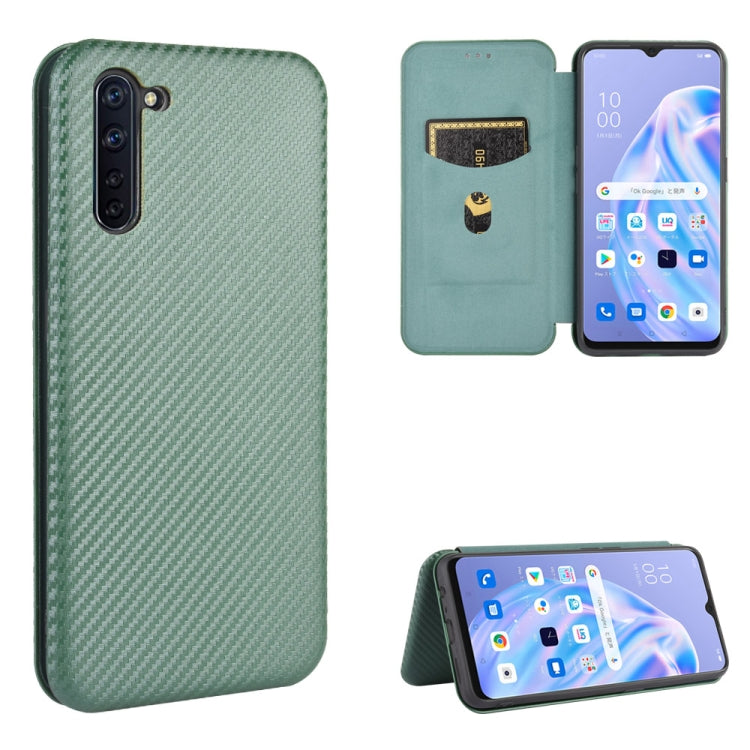 Struttura in fibra di carbonio Flip orizzontale magnetico Custodia in pelle TPU + PC + PU con slot per schede, For OPPO Reno2 Z / F, For OPPO Reno3 A(Japanese Version), For OPPO Reno4 Pro 5G, For OPPO Reno A